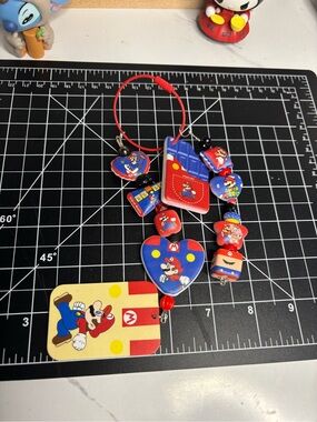 Super Mario Kids Red and Blue Character Necklace - Mario